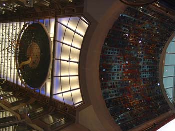 Looking up inside the ship